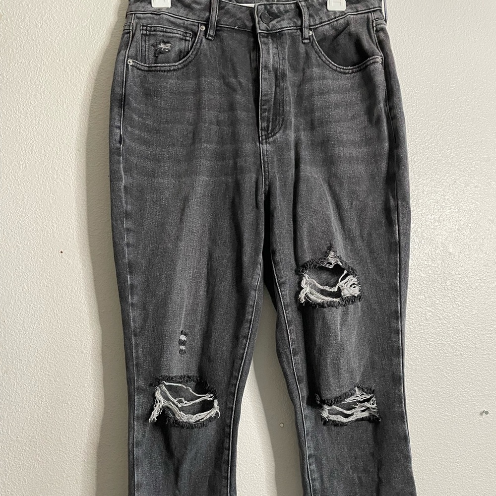 Gray ripped Mom Jeans